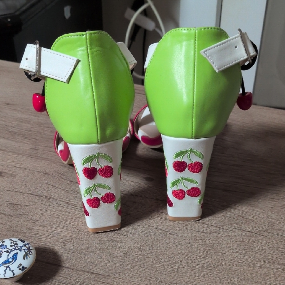Cherry Embellished Red and Green Sandals - Picture 4 of 4